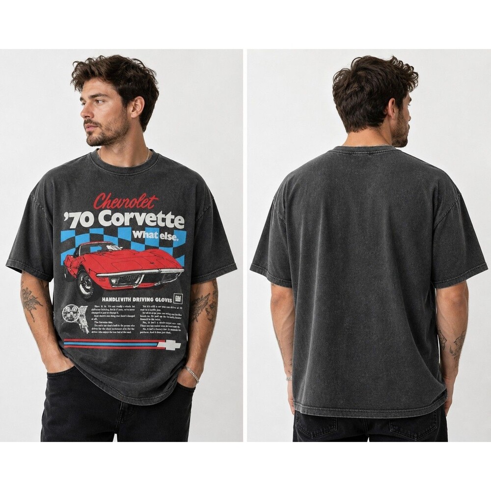 Chevrolet Corvette 1970 Graphic Tee 1X Vintage Style Car Racing GM Shirt